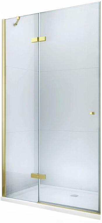 MEXEN Roma sprchové dveře křídlové 70 cm, transparent, zlatý se stěnovým profilem 854-070-000-50-00