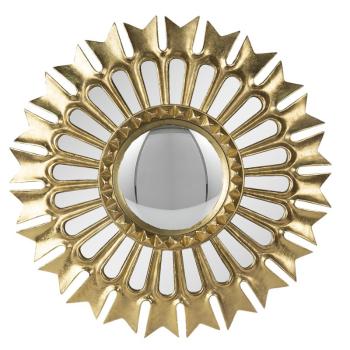 Zlaté antik nástěnné vypouklé dekorační zrcadlo - Ø 38*3 cm 62S255