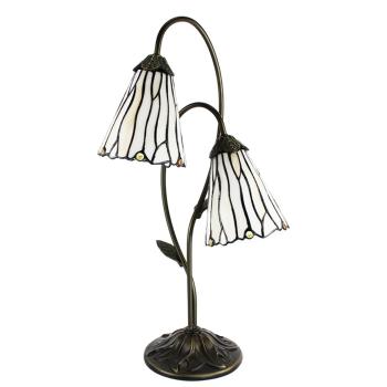Stolní Tiffany lampa 2 stínidla hnědé kamínky BrownEye - 35*18*61 cm E14/max 2*25W 5LL-6252