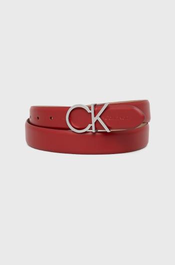 Kožený pásek Calvin Klein dámský, červená barva