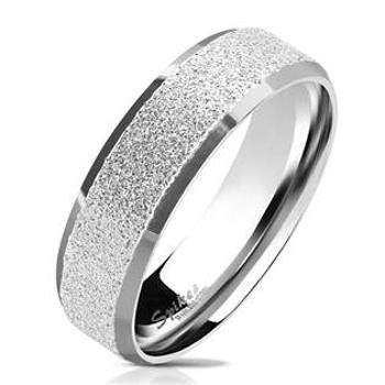 Šperky4U OPR0077 Dámský ocelový prsten pískovný - velikost 57 - OPR0077-57