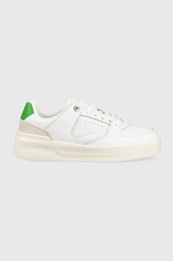 Kožené sneakers boty Tommy Hilfiger LEATHER BASKET SNEAKER bílá barva