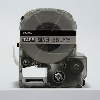 Epson LC-SM36X, 36mm x 8m, černý tisk / matný stříbrný podklad, kompatibilní páska
