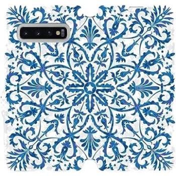 Flipové pouzdro na mobil Samsung Galaxy S10 Plus - ME01P Modré květinové vzorce (5903226812752)