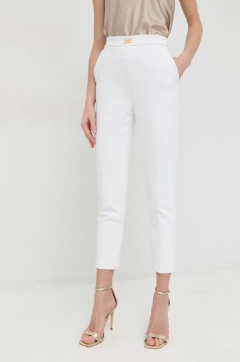 Kalhoty Elisabetta Franchi dámské, bílá barva, fason cargo, high waist