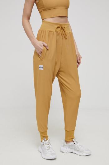 Kalhoty Eivy dámské, žlutá barva, hladké