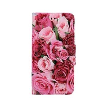 TopQ Pouzdro iPhone SE 2022 knížkové Růžové růžičky 74965 (Sun-74965)
