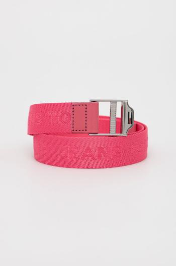 Pásek Tommy Jeans Ess Webbing Belt dámský, růžová barva