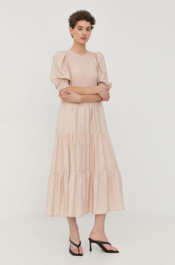 Bavlněné šaty Gestuz béžová barva, mini