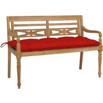 SHUMEE Lavice Batavia s červenou poduškou 120 cm teak 3062175 (3062175)