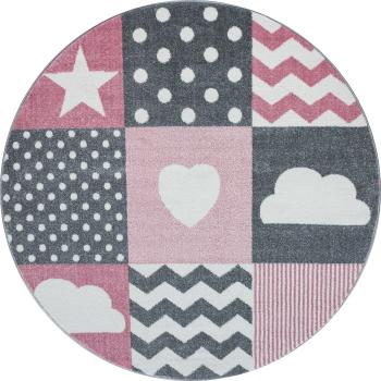 Ayyildiz koberce Dětský kusový koberec Kids 620 pink kruh - 120x120 (průměr) kruh cm Růžová
