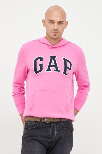 Mikina GAP pánská, růžová barva, s aplikací
