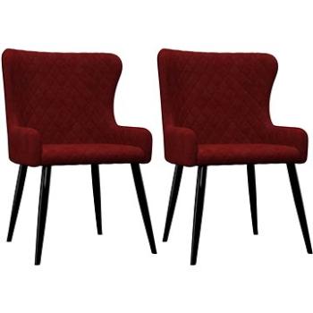 Jídelní židle 2 ks červené samet (282531)