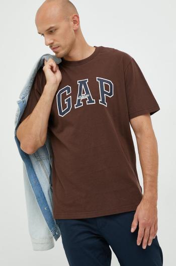 Bavlněné tričko GAP hnědá barva