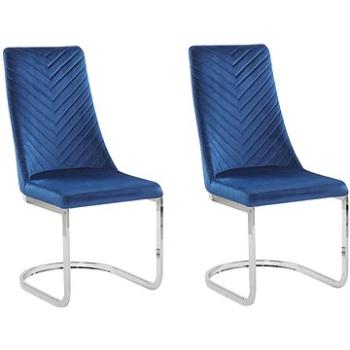 Sada 2 sametových modrých jídelních židlí ALTOONA, 251087 (beliani_251087)
