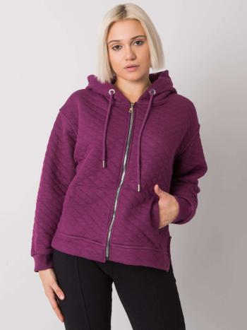 TMAVĚ FIALOVÁ DÁMSKÁ MIKINA NA ZIP S KAPUCÍ RV-BL-7451.23-PURPLE Velikost: S/M