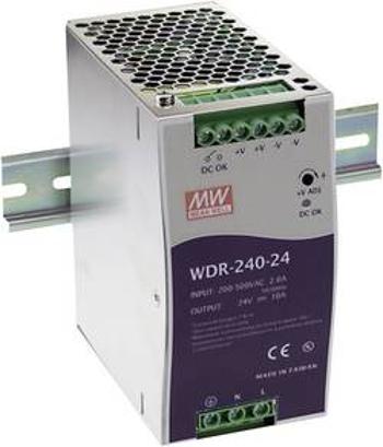 Síťový zdroj na DIN lištu Mean Well WDR-240-24, 1 x, 24 V/DC, 10 A, 240 W