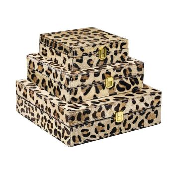 Leopard Bijoux box z hovězí kůže (sada 3ks) - 25,5*25,5*8cm MHLPB