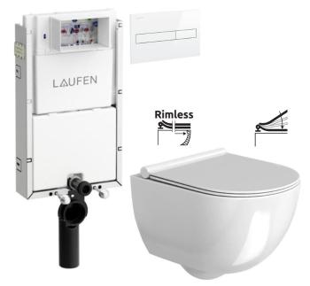 LAUFEN Podomít. systém LIS TW1 SET s bílým tlačítkem + WC REA Carter Rimless + SEDÁTKO H8946630000001BI CT1