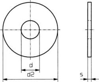 Podložka plochá TOOLCRAFT 6,4 D9021-A2 192701, DIN 9021, vnější Ø 18 mm, vnitřní Ø 6,4 mm