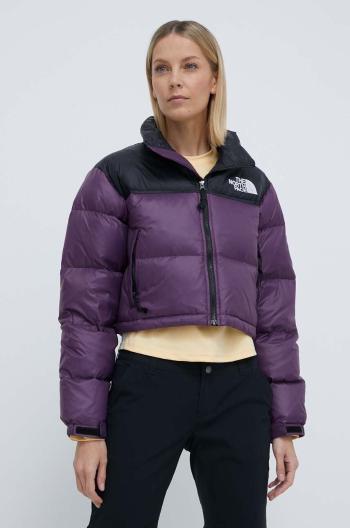 Péřová bunda The North Face NUPTSE SHORT JACKET dámská, fialová barva, zimní, NF0A5GGEV6V1