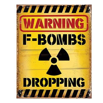 Žlutá nástěnná cedule Warning Bombs Dropping - 20*1*25 cm 6Y5114