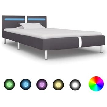 Rám postele s LED šedý umělá kůže 90x200 cm (280856)