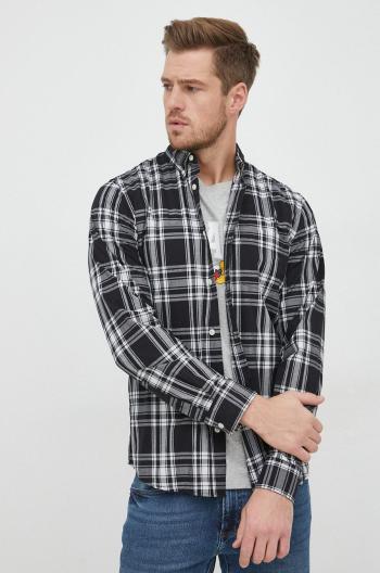 Košile GAP pánská, černá barva, slim, s límečkem button-down