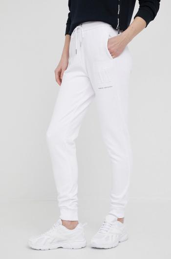 Kalhoty Armani Exchange dámské, bílá barva, hladké