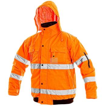 Canis Zimní reflexní bunda s odepínacími rukávy LEEDS - Oranžová | M