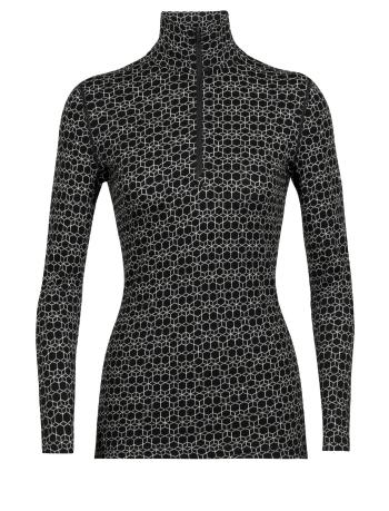 dámské triko dlouhý rukáv ICEBREAKER Wmns 250 Vertex LS Half Zip Alpine Geo, Black/Snow/J velikost: XL