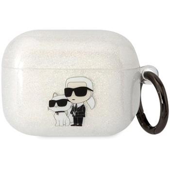 Karl Lagerfeld 3D Logo NFT Karl and Choupette TPU Glitter Pouzdro pro Airpods Pro White (KLAPHNKCTGT)