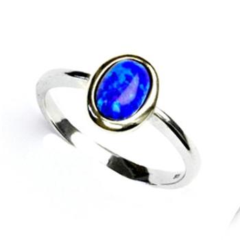 Šperky4U Stříbrný prsten s modrým opálem, vel. 51 - velikost 51 - CS2300-B-51