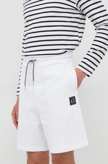 Bavlněné šortky Armani Exchange pánské, bílá barva