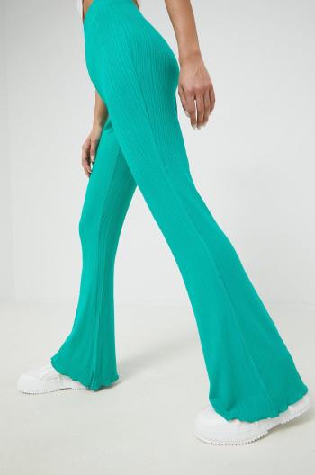 Kalhoty Pieces dámské, zelená barva, jednoduché, medium waist