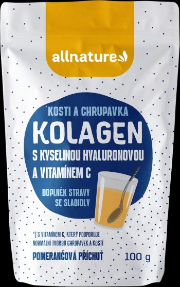 Allnature Kolagen s kyselinou hyaluronovou a vitamínem C - příchuť pomeranč 100 g