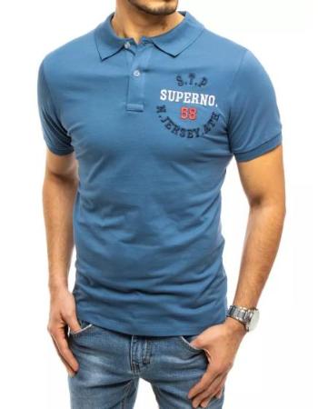 Pánské tričko s límečkem modré SUPERNO