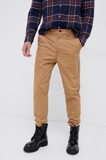 Kalhoty Lee pánské, hnědá barva, ve střihu chinos