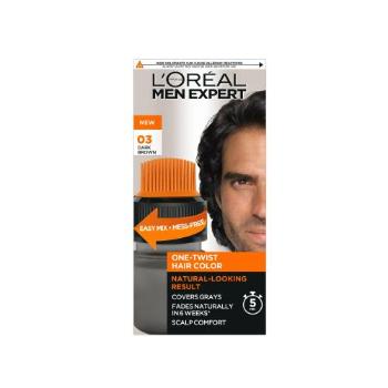 L'Oréal Paris Men Expert One-Twist Hair Color 50 ml barva na vlasy pro muže 03 Dark Brown na všechny typy vlasů