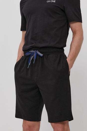 Pyžamové šortky Calvin Klein Underwear pánské, černá barva, hladké