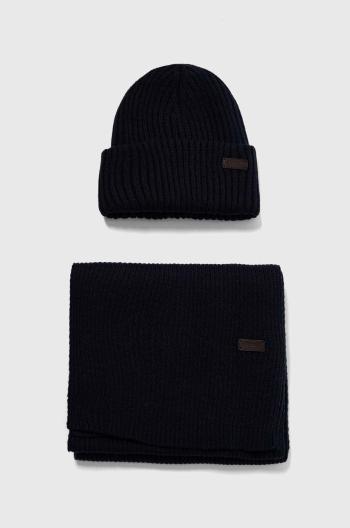 Souprava Barbour Crimdon Beanie & Scarf Gift Set tmavomodrá barva, MGS0019