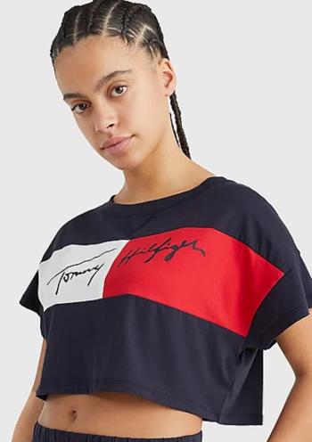 Dámský crop top Tommy Hilfiger UW0UW03467 M Tm. modrá