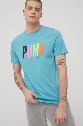 Bavlněné tričko Puma 533623 tyrkysová barva, s aplikací