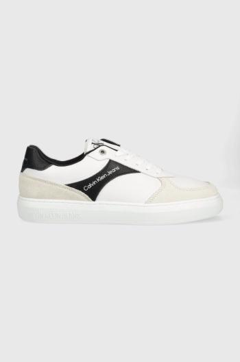 Kožené sneakers boty Calvin Klein Jeans Casual Cupsole Laceup Low bílá barva