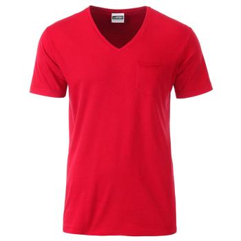 James & Nicholson Pánské tričko z biobavlny 8004 - Červená | XXXL
