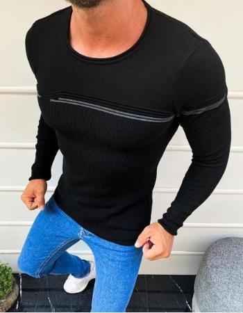 Pánský pulovr se stahovací šňůrkou černá