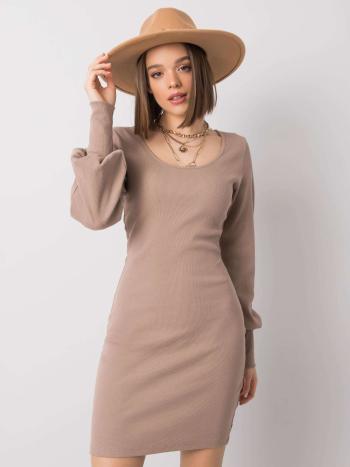 BÉŽOVÉ DÁMSKÉ PŘILÉHAVÉ ŠATY RV-SK-6269.44P-BEIGE Velikost: L/XL