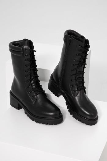 Kožené kotníkové boty Answear Lab dámské, černá barva, na podpatku