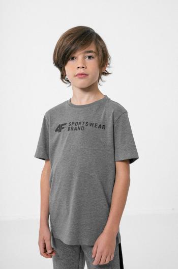 Dětské tričko 4F šedá barva, s potiskem