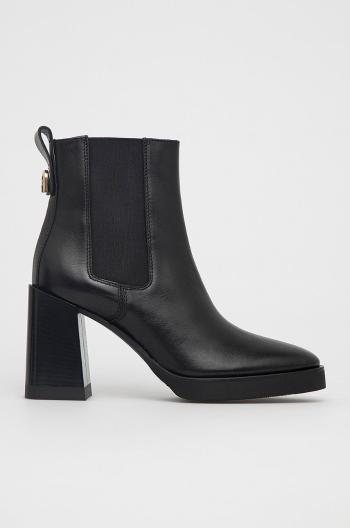 Kožené kotníkové boty Furla Greta dámské, černá barva, na podpatku
